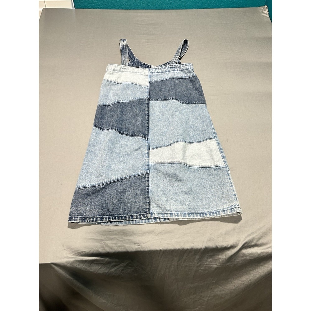 GAP Boho Patchwork Denim Mini Dress Button Up 100… - image 8
